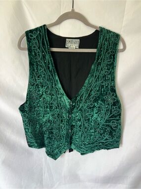 Women’s Vintage SPEED LIMIT Green Velvet* Embroidered Vest